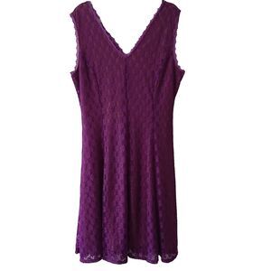 Marc Bouwer Women's Fuchsia Sleeveless Fit Flare Lace Party Cocktail Dress Large